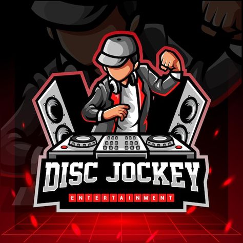 Esport Logo Design, Dj Logo, Logo Character, Disc Jockey, Mascot Logo, Design Vector, Vector Photo, Image Collection, Premium Vector