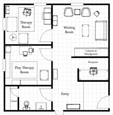 floor plan Psychology Office Design, Psychologist Office Design, Counselling Room Design, Counseling Office Design, Psychotherapist Office, Therapist Office Design, Play Therapy Office, Guidance Office, Psychology Clinic