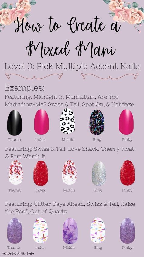 Glitzy Nails, Two Color Nails, Nails Color Street, Color Street Mixed Mani, Belle Nails, Mani Ideas, Nail Color Combos, Mixed Mani, Nail Time