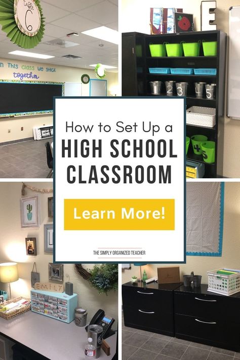 These 3 tips will help high school teachers set up their classrooms for the new school year. Teacher Organization High School, High School Classroom Setup, High School Teacher Classroom, Classroom Organization High School, Teacher Desk Organization, High School English Classroom, High School Special Education, High School Math Classroom, Teachers Room