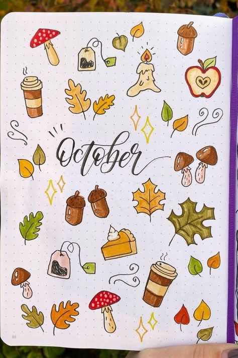 October Doodles Easy, Diy Drawings, Drawing Ideas Easy Doodles, Autumn Doodles, Fun Doodles, Plant Doodle, Fall Drawings, Keto Drinks, Note Doodles