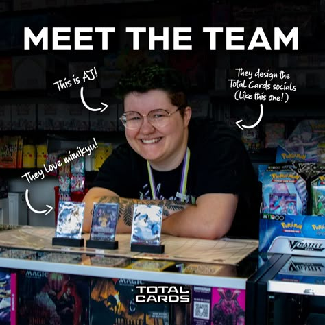 Come and learn more about our awesome staff over on our blog! This week we are highlighting AJ from our social team! https://www.totalcards.net/blog/meet-the-team/meet-the-team-aj Meet The Team Poster Design, Team Introduction Ideas, Meet The Staff Instagram Post, Meet The Team Page Design, Team Introduction Design Instagram Post, Team Introduction Design, Meet The Team Post, Meet The Team Design Layout, Meet Our Team Design