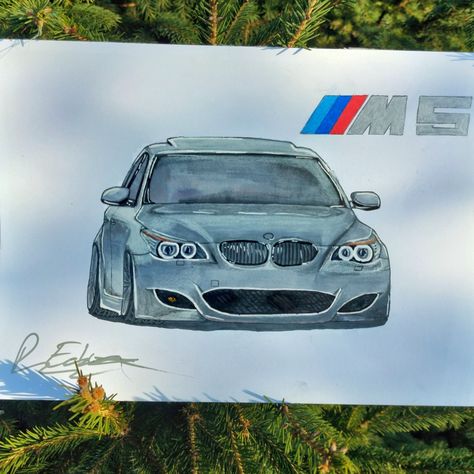 Bmw E60 Drawing, Bmw M5 Drawing, Bmw Sketch, E60 Bmw, M5 E60, Bmw M5 E60, E36 Coupe, Posca Markers, Bmw E60