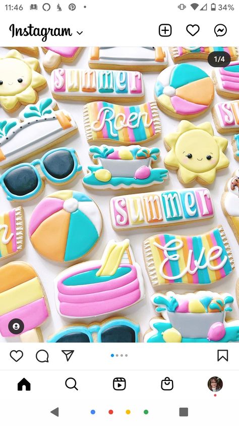 Pool Party Themed Cookies, Pool Party Royal Icing Cookies, Pool Birthday Party Cupcakes, Pool Theme Cookies, Summer Time Cookies Decorated, Swimming Pool Cookies, Pool Party Cupcake Cake, Pool Party Decorated Cookies, Pool Party Cookie Cake