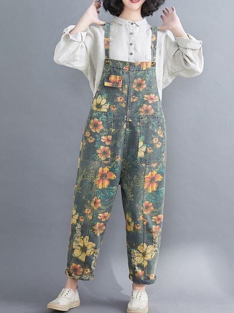 Floral Overalls, Straps Jumpsuit, Jump For Joy, Jumper Outfit, Creation Couture, One Piece Outfit, Versatile Outfits, Funky Fashion, Overalls Women