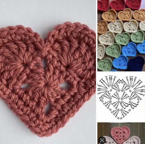 Heart Shaped Granny Square, Crochet Patchwork Blanket, Crochet Heart Pattern, Patchwork Blanket, Yarn Craft, Easy Crochet Projects, Fun Crochet, Crochet Motifs, Crochet Heart