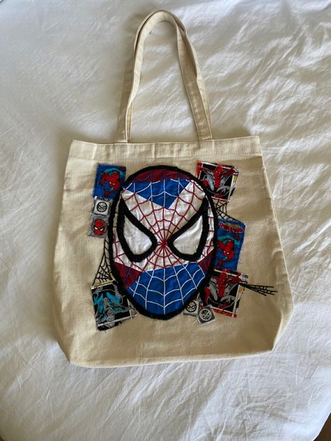 All Spiderman, Handpainted Tote Bags, Spiderman Gifts, Spiderman Theme, Spiderman Birthday, Spiderman Art, Cute Bags, Things To Buy, Diy Sewing