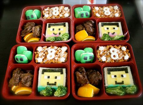 Minecraft Minecraft Lunch Ideas, Minecraft Bento, Minecraft Lunch, Preschool Lunch, Lunch Box Idea, Bento Ideas, Kids Lunches, Lunchbox Ideas, Fun Lunch