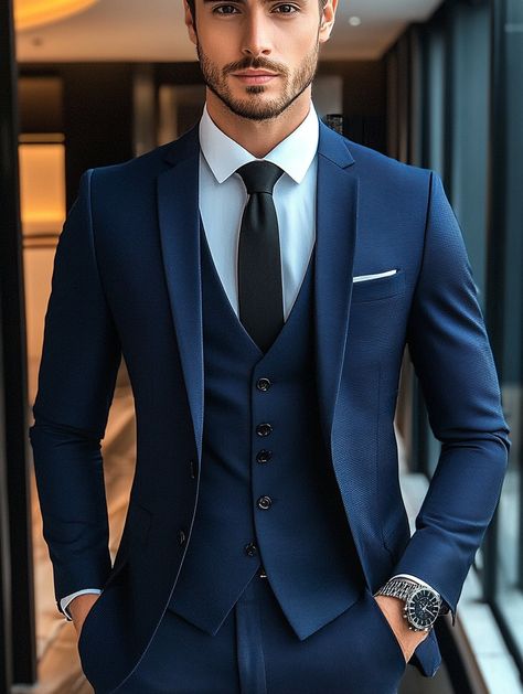 Experience the elegance of our tailored navy suits. Visit our website to find your perfect fit.   https://suitcentury.com/suits/navy-suit  #SharpStyle #MensWear #menssuitstyle #mensfashion #menssuits #mensstyle #suitstyle #suits #menstyle #suitup #menswear #suitandtie #men #dapperfashion #style #suitsformen #mensfashionblog #suited Navy Blue Suit Men Wedding, Navy Blue Mens Suits Wedding, Dark Blue Suit Wedding, Wedding Dress For Boys, Navy Blue Suit Men, Dc Winter, Suits For Guys, Wedding Suits Men Blue, Wedding Guest Men