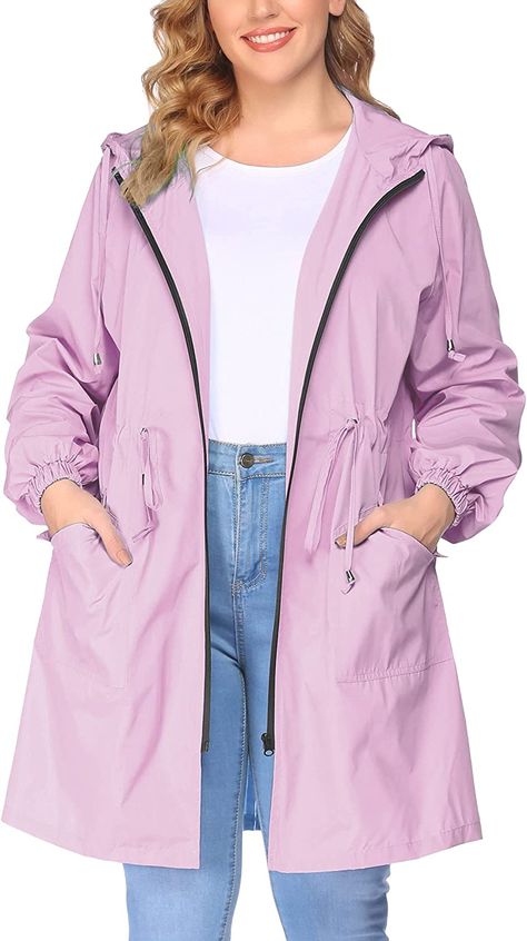 Amazon.com: IN'VOLAND Women's Rain Jacket Plus Size Long Raincoat Lightweight Hooded Windbreaker Waterproof Jackets with Pockets : Clothing, Shoes & Jewelry Plus Size Raincoat, Cute Rain Jacket, Cute Raincoats, Long Raincoat, Raincoat Fashion, Waterproof Jacket Women, Raincoat Outfit, Green Raincoat, Long Rain Coat