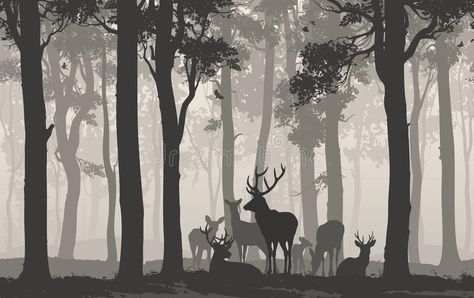 Animal Wall Mural, Herd Of Deer, Deer Family, Natural Background, For Wallpaper, Forest Wallpaper, Print Wallpaper, Nature Wallpaper, Of Wallpaper