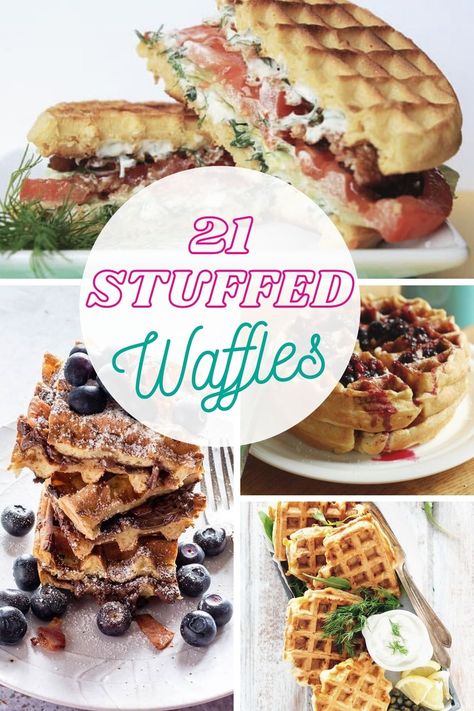 21 Best Stuffed Waffle Recipes — How to Stuff Waffles Stuffed Waffles, Stuffed Waffle, Savory Waffle Recipe, Waffles Breakfast, French Toast Waffles, Waffle Iron Recipes, Waffle Maker Recipes, Savory Waffles, Waffle Bar