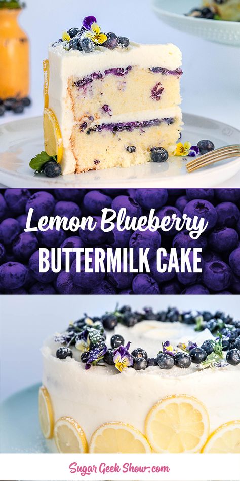 Blueberry Buttermilk Cake, Sugar Geek, Buttermilk Cake, Lemon Cream Cheese Frosting, Dessert Parfait, Blueberry Cake Recipes, Cake Lemon, Lemon Cream Cheese, Blueberry Lemon Cake