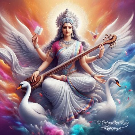 Indian Ai art | Wishing all a Happy Saraswati Puja and Basant Panchami 🙏 | Facebook Wisdom Meaning, Mata Saraswati, Hindu New Year, Basant Panchami, Letter Photography, Saraswati Goddess, Divine Goddess, Background Images Hd, Cultural Celebration