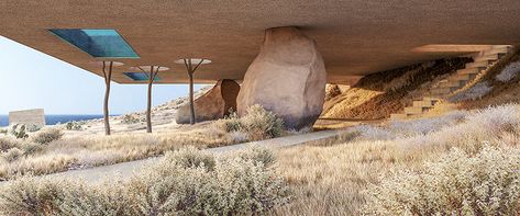 Karoo House, Kapsimalis Architects, Greece Architecture, Cement Walls, Architecture Modern, Rain Water Collection, Modern Houses, Natural Rock, Rural Area