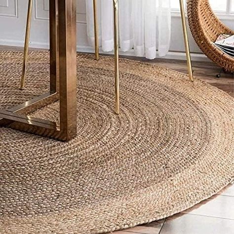 Amazon.com: The Knitted Co. Handwoven Jute Braided Area Rug- Rustic Vintage Beige Reversible Rugs Eco Friendly Rugs for Bedroom Kitchen Living Room Farmhouse (Natural-6' Round) : Home & Kitchen Round Rug Living Room, Jute Round Rug, Natural Carpet, Jute Area Rug, Meditation Mat, Natural Jute Rug, Braided Area Rugs, Jute Area Rugs, Farmhouse Dining Room