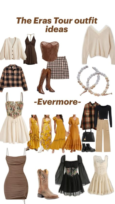 Taylor Swift Evermore Eras Tour Outfits, Eras Tour Outfits Toronto, Last Minute Eras Tour Outfit Ideas, Fall Eras Tour Outfit, Eras Tour Outfits For Cold Weather, Eras Tour Winter Outfits, Eras Tickets, Eras Tour Outfits Ideas, Evermore Outfits