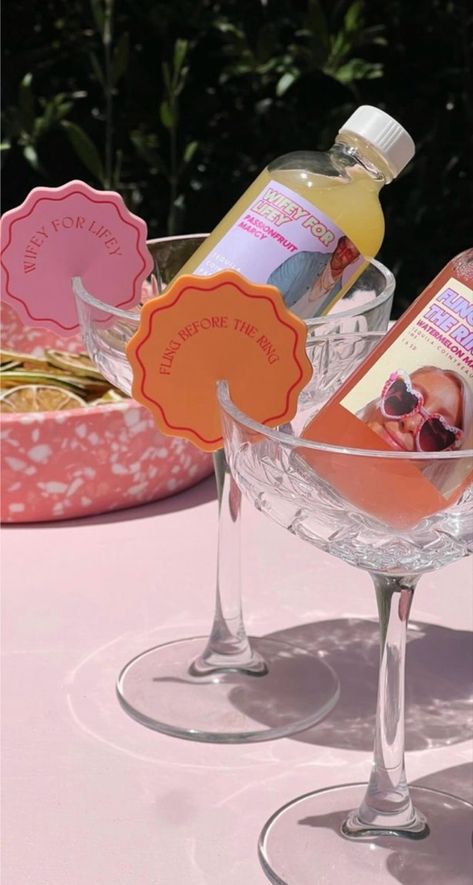 Cute Hen Do Ideas, 25 Birthday Party Ideas, Colourful Drinks, Hens Party Ideas, Bridal Shower Signage, Drink Tags, Bridal Bachelorette Party, Bottle Tags, Wine Tags