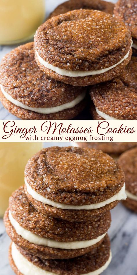 Molasses Sandwich Cookies, Eggnog Frosting, Ginger Molasses, For Two, Ginger Molasses Cookies, Chicken Healthy, Recipes For, Fun Baking, Recipes Crockpot