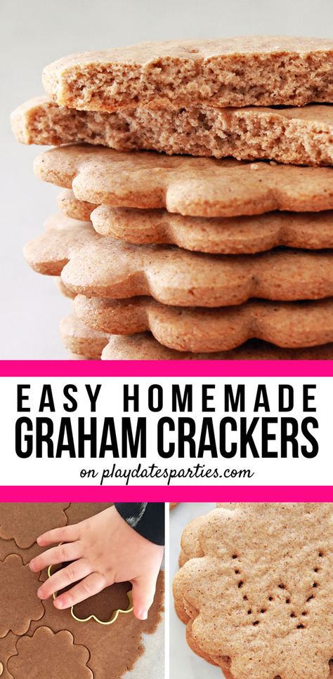 Homemade Toddler Snacks, Graham Cracker Recipe, Homemade Graham Cracker, Graham Cracker Recipes, Healthy Homemade Snacks, Homemade Graham Crackers, Kid Snacks, Diy Snacks, Kids At Home