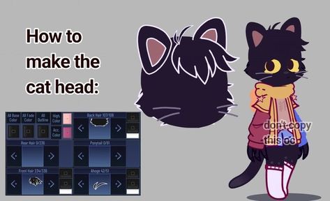 Cat Head Gacha Club, Random Ocs To Draw, Gacha Club Mouth Tutorial, Gacha Club Outfit Ideas Goth, Gacha Club Cat Outfit, Gacha Oc Tips, Gacha Life Cat Oc, Gatcha Outfits Ideas, Gacha Club Animal Oc