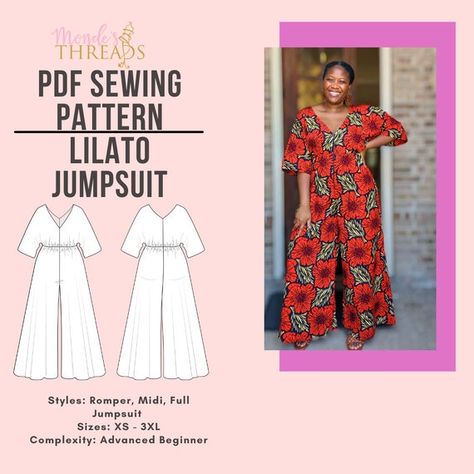 Ankara Jumpsuit, Jumpsuit Pattern Sewing, Coat Pattern Sewing, Romper Pattern, Jumpsuit Pattern, Free Sewing, Crafty Stuff, Pattern Download, Pdf Sewing Patterns