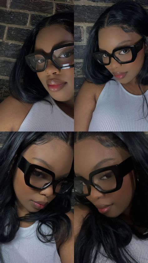 Chunky Black Glasses Frames, Chunky Glasses Black Women, Thick Black Glasses Aesthetic, Thick Rimmed Glasses Aesthetic, Big Frame Glasses Black Women, Clear Glasses Frames Black Women, Oversized Frames Glasses, Black Big Frame Glasses, Black Oversized Glasses