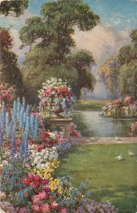 large urn by water's edge, flowers left, three pigeons - TuckDB Postcards Rennaissance Art, Aesthetic Painting, Romantic Art, Classical Art, Ethereal Art, Pretty Art, Art And Architecture, Beautiful Paintings, Painting Inspiration