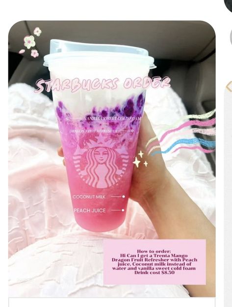 Starbucks Copycat Recipes Drinks, Dragon Fruit Refresher, Starbucks Drink Menu, Starbucks Secret Menu Recipes, Fun Drink Recipe, Cold Starbucks Drinks, Starbucks Orders, Starbucks Order, Starbucks Drinks Diy