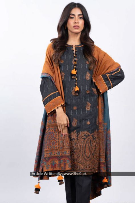 Winter Collection 2023, Dress Design Pakistani, Pakistani Winter Dresses, Blue Colour Dress, Pakistani Women Dresses, Pakistani Suits Online, Pakistani Dresses Online, Pakistani Designer Suits, Alkaram Studio