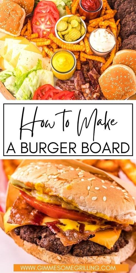 4th Of July Hamburgers, Fourth Of July Burgers, 4th Of July Burgers, Burger Board Ideas, Hamburger Toppings Ideas, Hamburger Board, Grill Meals, Grilled Hamburgers, Burger Board