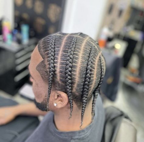 27 Pop Smoke Braids Style Ideas To Look Gorgeous Mens Braids With Taper, New York Braids Men, Popsmoke Braids Men Short Hair, Stitch Braids Men Short Hair, 2 Cornrows Men, Men Braids Hairstyles Short Hair, Braids To The Side Men, Black Men’s Stitch Braids, Men Side Braids