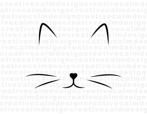 Cat Face Svg Png Pdf Jpg Digital Download Cut Cat Face Outline Tattoo, Cute Cat Drawing Doodles, Cat Face Outline, Cat Face Tattoos, Cat Face Svg, Nose Tattoo, Cat Face Drawing, Circle Face, Face Stencils