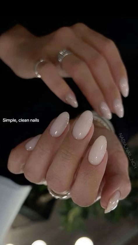 Classy Shirt Nails, French Tip Sns Nails Almond, Bridal Almond Nails, Almond Engagement Nails, Clean Simple Nails, Natural Nail Inspiration, Soft Nail Colors, Wedding Nails Classy, Neutral Bridal Nails