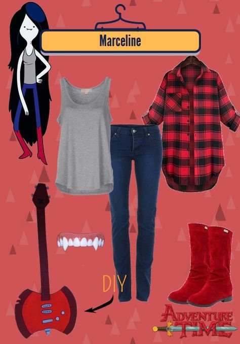 Adventure Time - Marceline Outfit | Get more Halloween costume ideas on Eklek Tick! Marceline Clothes Outfits, Adventure Time Fashion, Marceline Adventure Time Costume, Halloween Costumes Marceline, Marceline Adventure Time Cosplay, Adventure Time Marceline Outfits, Adventure Time Costume Ideas, Marceline Inspired Outfits, Ideas Halloween Disfraces