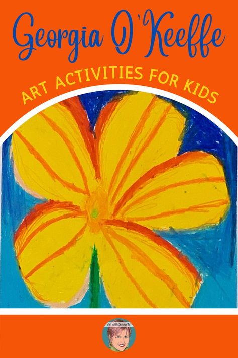 Georgia O Keeffe Art Projects For Kids, Georgia O’keefe, Georgia Okeefe Flower Paintings, Georgia Okeefe Art For Kids, K 5 Art Lessons, Georgia Okeefe Flowers, Okeefe Flowers, Georgia O'keefe Art, Using Pastels