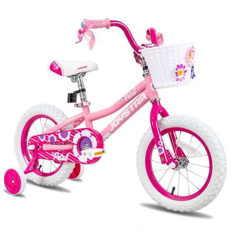 JOYSTAR Petal Girls Bike for Toddlers and Kids, 12 14 16 20 Kids Bike with Basket for Age 2-12 Years Old Girls, Children's Bi Toddler Girl Bike, Toddler Bicycle, Pink Wheels, Bike With Training Wheels, Bike With Basket, Toddler Bike, Pink Bike, Princess Kids, Kids Bicycle