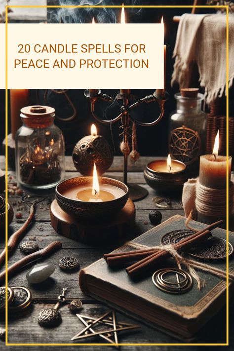 Discover 20 effective candle spells designed to bring peace and protection. This pin features enticing images related to spiritual magic rituals and protective candle spells, culled for beginners.” Spells For Peace, Candle Protection Spell, Powerful Protection Spell, Spells Protection, Sacred Fire, Witchcraft Spells For Beginners, Spells For Beginners, Witchcraft Spells, Protection Spell