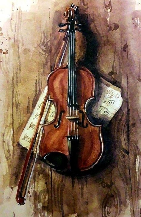 Violin Art Painting, Violin Painting, Violin Art, Pencil Drawings For Beginners, Instruments Art, Music Canvas, Small Canvas Paintings, Music Painting, Canvas Painting Tutorials