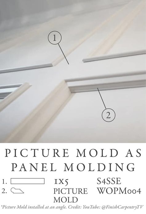 Picture Mold as Panel Molding (Callouts) - WindsorONE Wall Trim Molding, Panel Molding, Wainscoting Styles, Picture Molding, Finish Carpentry, Hang Pictures, Wall Paneling Diy, Board And Batten Wall, House Trim