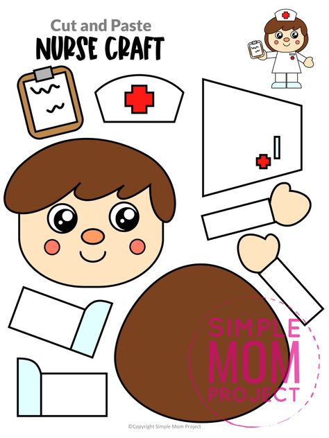 Are you looking for a fun preschool or kindergarten printable nurse craft activity in your community helper unit studies? Well this fun nurse craft is the perfect thing! If career day is coming up or you are trying to teach your kids the letter N, use this worksheet paper doll nurse craft. Community Helper Preschool, Community Helper Craft, Police Officer Crafts, Community Helpers For Kids, Community Helpers Preschool Crafts, Simple Mom Project, Community Helpers Crafts, Community Helpers Preschool Activities, Nurse Crafts