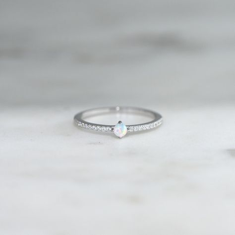 Dainty Opal Ring Opal Stacking Ring White Opal and CZ Ring | Etsy Solitaire Opal Ring, Dainty Opal Ring, Gold Opal Ring, Opal Stacking Ring, Sterling Silver Opal Ring, Opal Solitaire Ring, Silver Opal Ring, Ring Opal, Bridesmaid Gifts Jewelry