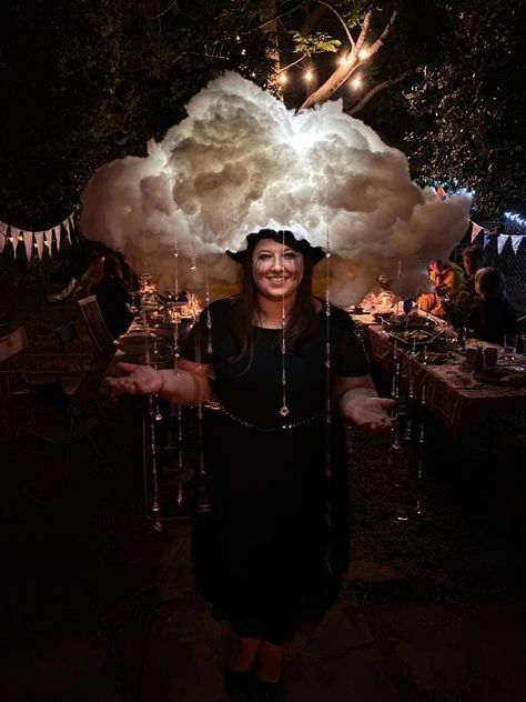 Storm Cloud Costume Diy, Black Cloud Halloween Costume, Storm Cloud Halloween Costume, Cloud Fairy Costume, Night Sky Halloween Costume, Rain Inspired Dress, Rain Cloud Costume Diy, Thunder Cloud Costume, Rain Costume Women