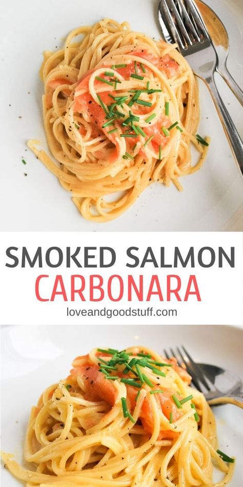 Smoked Salmon Carbonara, Salmon Carbonara, Salmon Pasta Recipes, Smoked Salmon Pasta, Smoked Salmon Recipes, Salmon Pasta, Easy Pasta Dishes, Salmon Dinner, Pescatarian Recipes