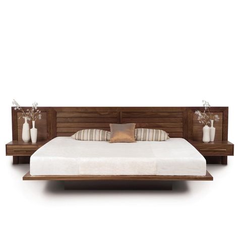 Copeland Moduluxe Bed with Nightstands Bed With Nightstands, Modern Wooden Bed, King Size Bed Designs, Bed Designs With Storage, Simple Bed Designs, Platform Bed Designs, Walnut Bed, Wood Bed Design, Diy Furniture Ideas