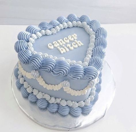 Red And Blue Birthday Cake, Blue Theme Cake, Zodiac Birthday Cake, Zodiac Cakes, Zodiac Cake, Couples Cake, Heart Shaped Birthday Cake, Heart Cake Design, Birthday 15