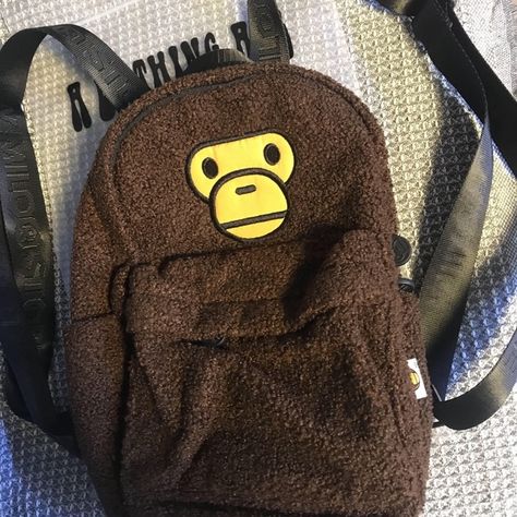 Bape BABY MILO MINI FUR BACKPACK Kawaii, Bape Bag, Fur Backpack, Baby Milo, Plush Backpack, Super Kawaii, Bathing Ape, A Bathing Ape, Exercise For Kids