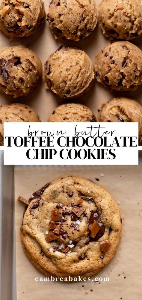 Sweet and salty toffee chocolate chip cookies are an elevated twist on classic chocolate chip cookies- soft and chewy, packed with chocolate chips, salted toffee bits, and brown butter flavor. They are the most flavorful cookies you'll ever make! Pie, Toffee Cookies Crumbl, Pretzel Toffee Chocolate Chip Cookies, Salted Toffee Chocolate Chip Cookies, Chocolate Chip Toffee Walnut Cookies, Cinnamon Toffee Cookies, Almond Toffee Cookies, Chocolate Chunk Toffee Cookies, Browned Butter Toffee Chocolate Chip Cookies