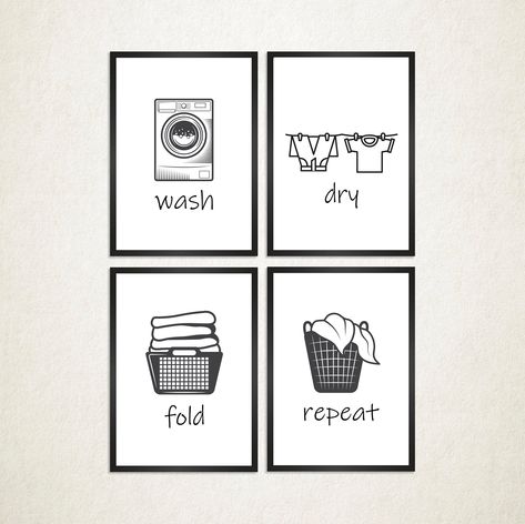 Excited to share this item from my #etsy shop: Wash Dry Fold Repeat Laundry Room Decor, Black and White Line Art, Laundry Wall Art, Laundry Room Printable, Minimalist Decor, Typography Laundry Room Quotes, Laundry Decal, Laundry Room Decor Diy, Wash Dry Fold Repeat, Laundry Room Wall Art, White Laundry Rooms, Laundry Wall, Laundry Wall Art, Wall Art Set Of 4