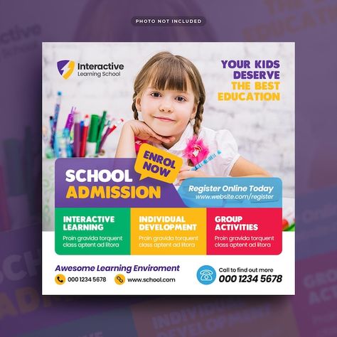 Educational Banner Design, School Banner Design, School Social Media, Web Design Creative, School Advertising, Admissions Poster, Pc Photo, Education Banner, Education Poster Design